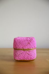basket beaded small pink