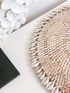 Asih rattan placemat with cowrie shells