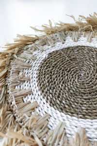 Raffia and seagrass placemat with macramé