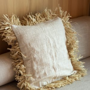linen cushion cover with fringe