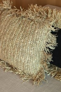 raffia cushion cover with fringe