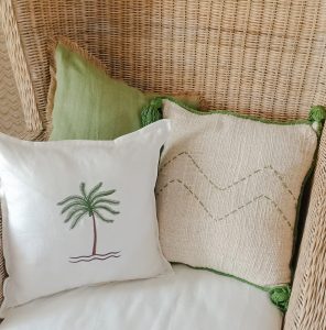 bali bliss cushion cover linen green