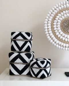 bali bliss beaded baskets black white