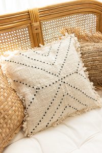 Soft cotton cushion cover with geometric embroidery